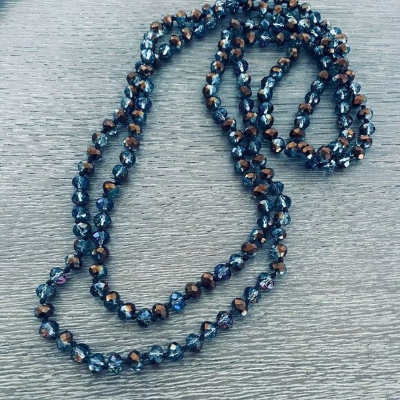 Sparkling Crystal Gray Brown Tone Bead Necklace - Picture 2 of 5